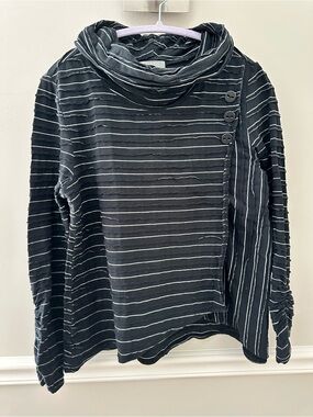 Habitat Striped Cowl Neck Top - Black & White Small